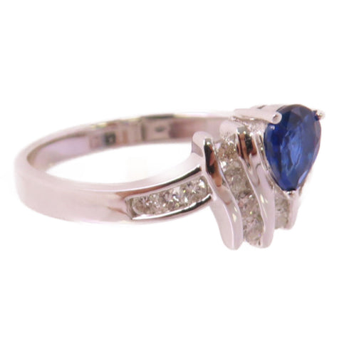 Fine Jewelry 0.38ct Sapphire 0.18ct Diamond Ring US#6.5 18K White Gold