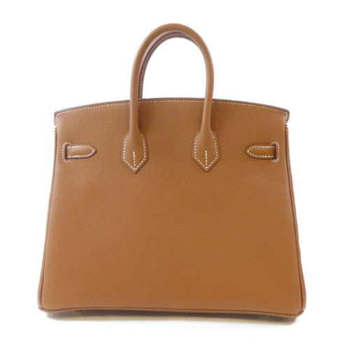HERMES GHW Birkin 25 Handbag Togo Leather Gold Brown