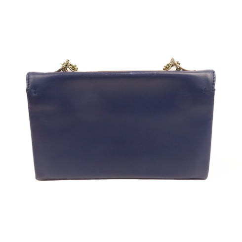 Valentino GHW Shoulder Bag Chain Calfskin Leather Blue
