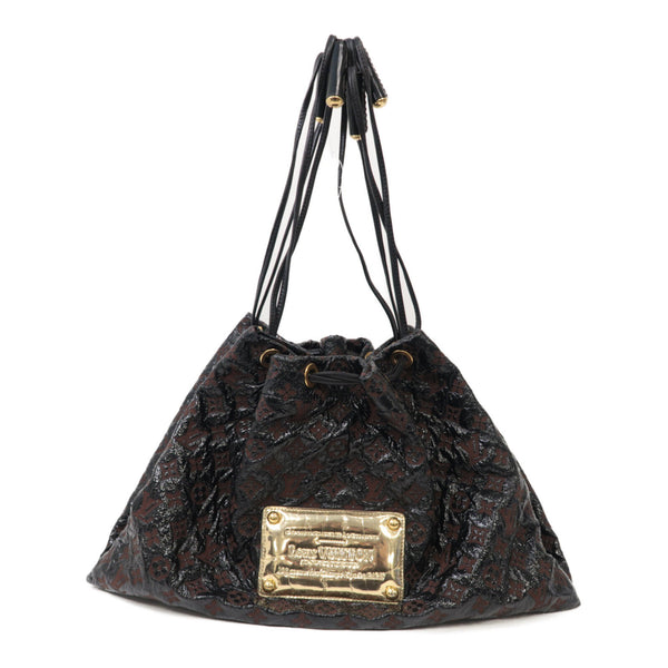 LOUIS VUITTON LV GHW Squishy Shoulder Bag M95259 Monogram Envinil Brown Black v1