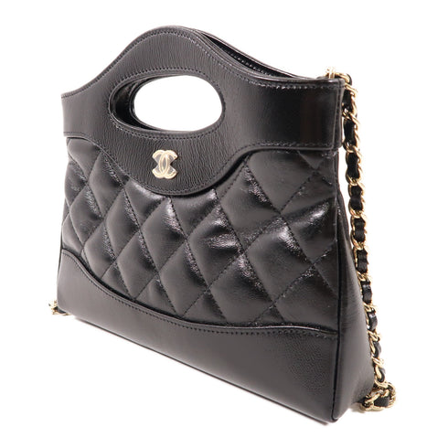 CHANEL CC Nano 31 2 Way Chain Shoulder Crossbody Handbag AP3656 Calfskin Black