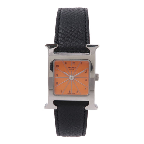 Hermes Heuer H Quartz Watch HH1.210 Leather Orange