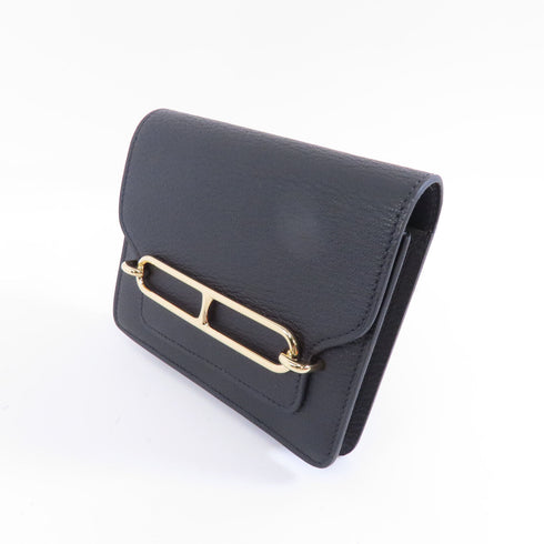 HERMES GHW Roulis Slim Wallet Chevre Leather Noir Black