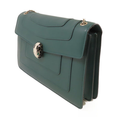 BVLGARI SHW Serpenti Forever Shoulder Bag Crossbody Calfskin Leather Green