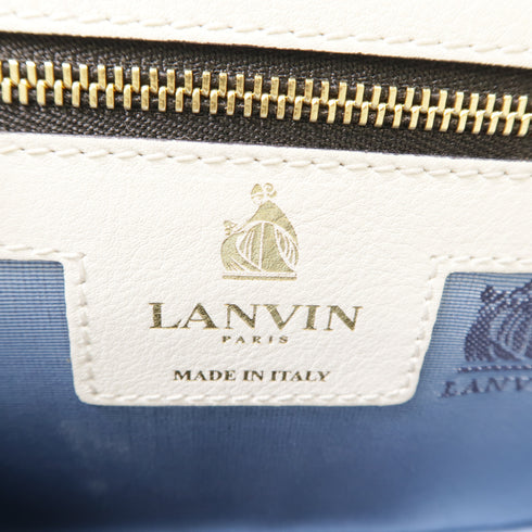 LANVIN GHW Shoulder Bag Calfskin Leather White/Black/Blue