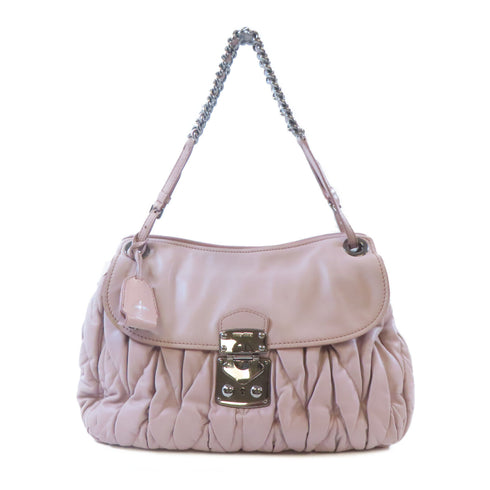 MIU MIU SHW Chain Shoulder Bag Calfskin Leather Pink