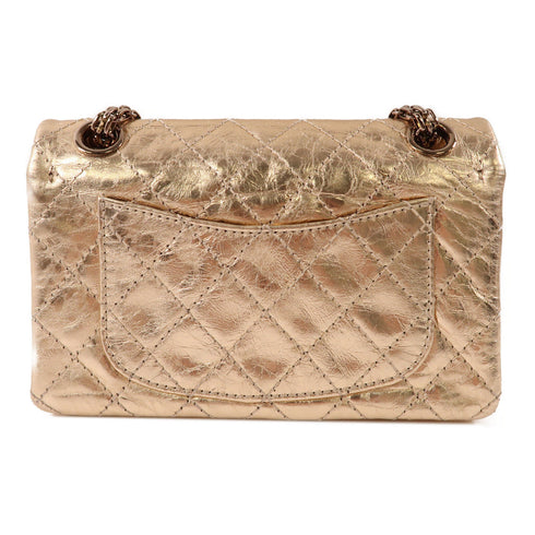 CHANEL CC 2.55 Mini Chain Shoulder Handbag Calfskin Leather Rose Gold