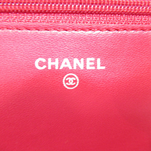 CHANEL Quilted CC SHW WOC Wallet On Chain Shoulder Bag Leather Pink