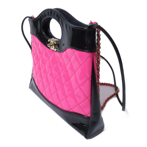 CHANEL Quilted CC GHW Chanel 31 Mini Shopping Bag Leather AS4133 Pink/Black