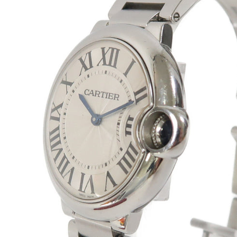 CARTIER Ballon Blue 36mm Quartz Watch W69011Z4 Stainless Steel White