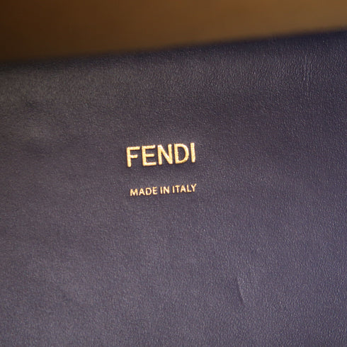 FENDI GHW Sunshine Tote 2 Way Bag 8BH386 Calfskin Leather Navy