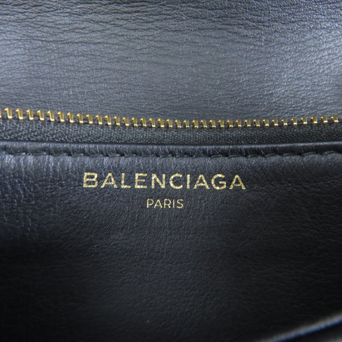 BALENCIAGA GHW Chain Shoulder Bag Calfskin Leather Black