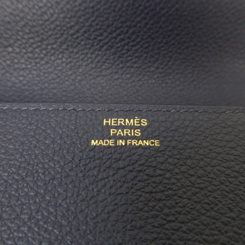 HERMES GHW Rouls Slim Wallet Y/2Z Evercolor Leather Blue Nuit Navy
