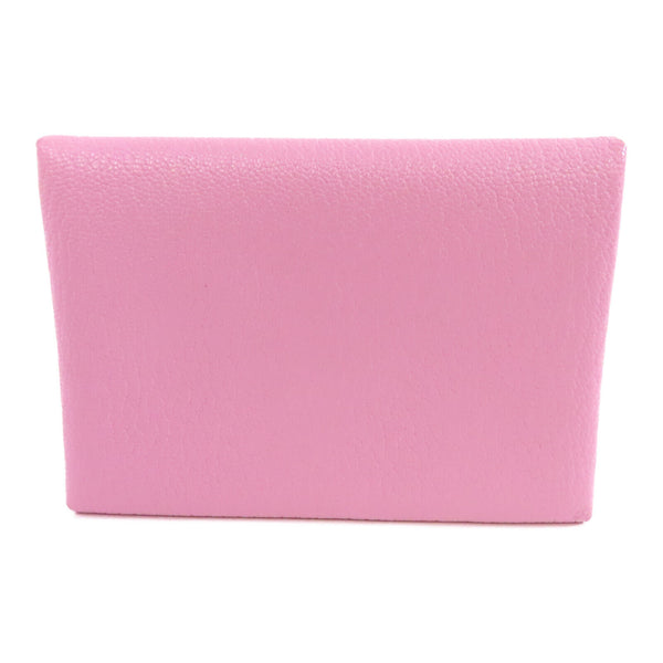 HERMES PHW Calvi Duo Card Case Veau Epsom Leather Mauve Sylvestre Pink