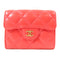 CHANEL Quilted CC GHW Card Case Lambskin Leather Red