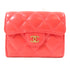 CHANEL Quilted CC GHW Card Case Lambskin Leather Red