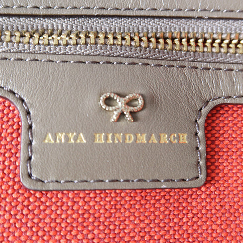 ANYA HINDMARCH Handbag Canvas Red Brown
