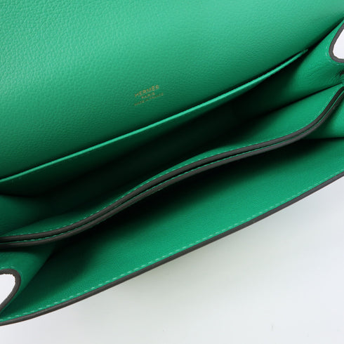 HERMES GHW Roulis 23 Shoulder Bag Evercolor Leather Menthe Green