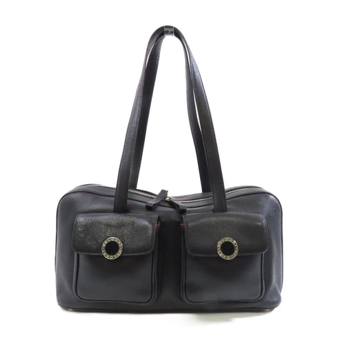 BVLGARI SHW Shoulder Bag Calfskin Leather Black