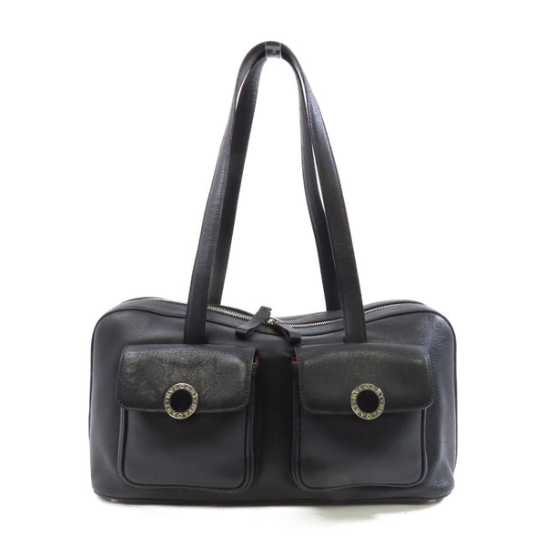 BVLGARI SHW Shoulder Bag Calfskin Leather Black