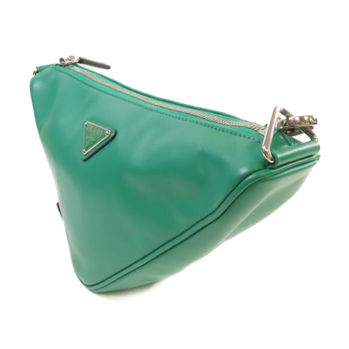 PRADA SHW Triangle Shoulder Bag Crossbody Calfskin Leather Green