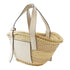 LOEWE SHW Basket In Palm Tote Bag Handbag Raffia/Leather Beige/White