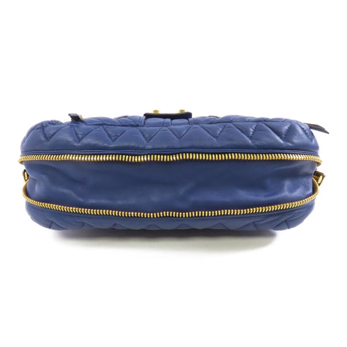 Miu Miu GHW Shoulder Bag Lambskin Leather Blue