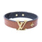 LOUIS VUITTON LV Iconic Bracelet M8084E Calfskin Leather Brown Gold