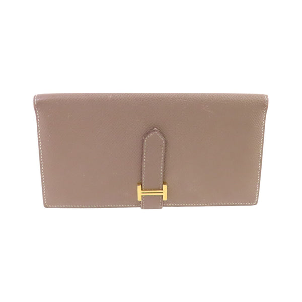 HERMES GHW Bearn W Snap Long Wallet Epsom Leather