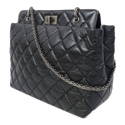 CHANEL Quilted CC SHW Chain Shoulder Bag Lambskin Leather Black