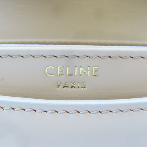 CELINE GHW Besace Clea 2 Way Bag Calfskin Leather Beige