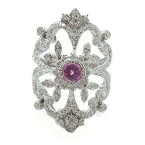 FINE JEWELRY 0.53ct Sapphire 1.00ct Diamond Ring 18K White Gold US#6.5