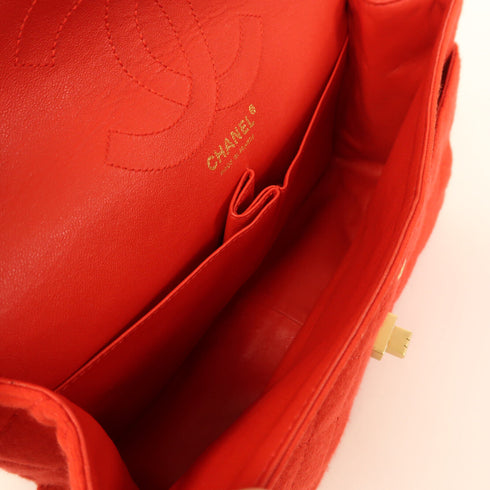 CHANEL CC GHW 2.55 Chain Shoulder Bag Canvas Red