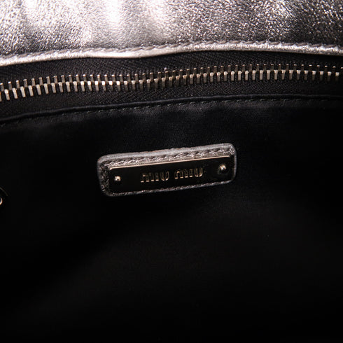 Miu Miu SHW Chain Shoulder Bag Calfskin Leather Silver