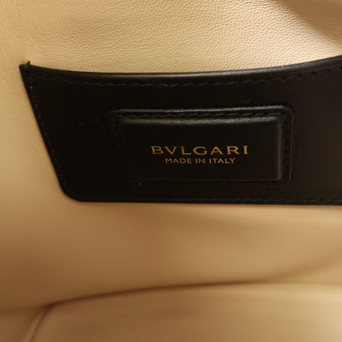 BVLGARI GHW Chain Shoulder Bag Calfskin Leather Black