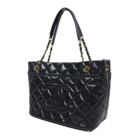 CHANEL CC GHW Chain Shoulder Bag Calfskin Leather Black v8