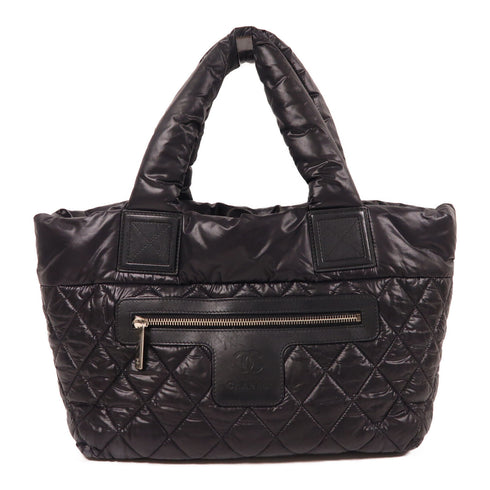 CHANEL CC SHW Coco Cocoon Hand Bag Nylon Black