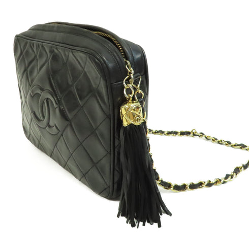 CHANEL Quilted CC GHW Chain Shoulder Bag Lambskin Leather Black v4