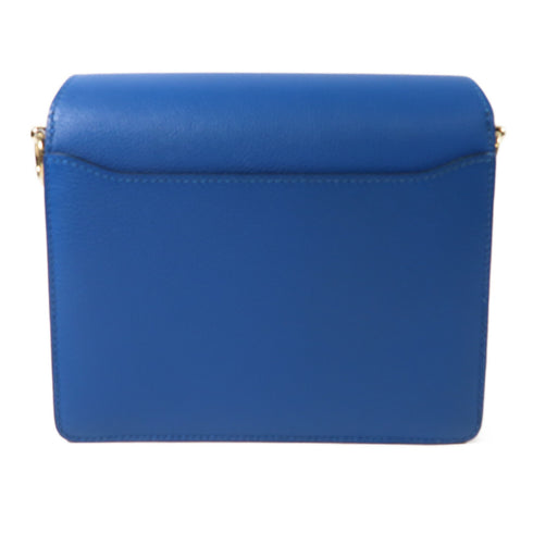 HERMES GHW Mini Roulis Shoulder Bag Evercolor Leather Blue