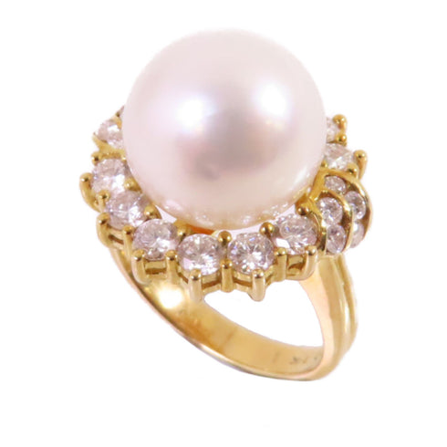 FINE JEWELRY Pearl Diamond Ring US#3.5 18K Yellow Gold