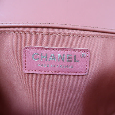 CHANEL Quilted CC SHW Boy 25 Chain Shoulder Bag A67086 Leather Pink