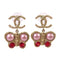CHANEL CC GHW Earrings L22/C Metal PVC Red Light Purple Gold Tone Color