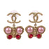 CHANEL CC GHW Earrings L22/C Metal PVC Red Light Purple Gold Tone Color