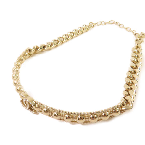 CHANEL GHW CC Choker Necklace L22/C Metal Gold Tone Color
