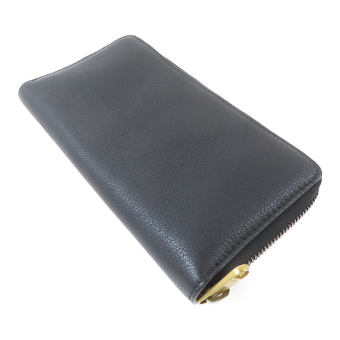 GUCCI GG GHW Long Round Wallet 469317 Calfskin Leather Black