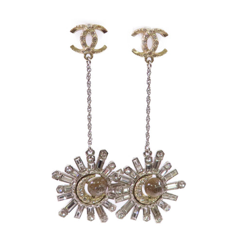 CHANEL CC Rhinestones Earrings A17K Metal Gold and Silver Tone Color