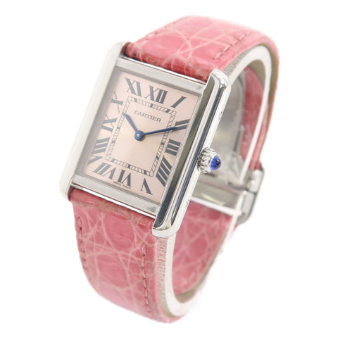 CARTIER Tank Solo Quartz Watch W5200000 Stainless Steel/Leather Pink