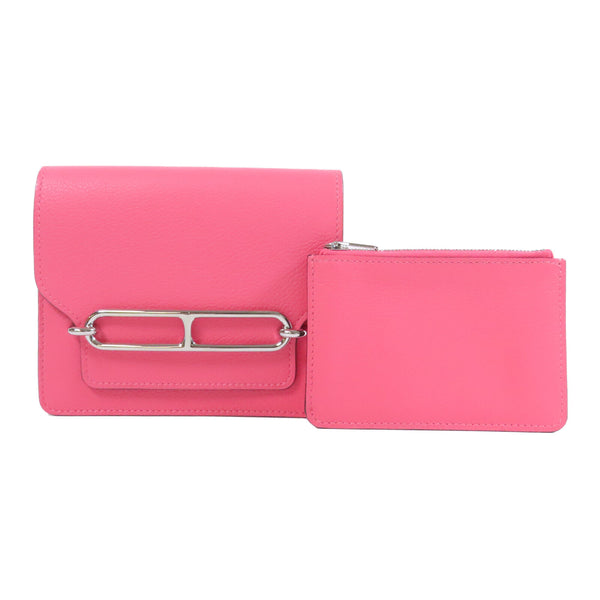 HERMES PHW Roulis Slim Wallet Evercolor Leather Rose Azalee Pink