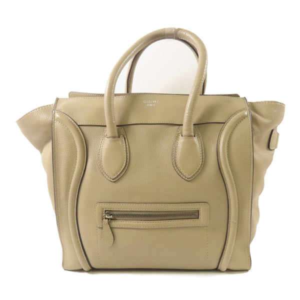 CELINE Luggage Handbag Calfskin Leather Beige