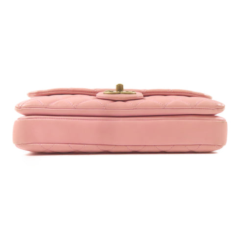 Chanel CC Chain Shoulder Bag Lambskin Leather Pink